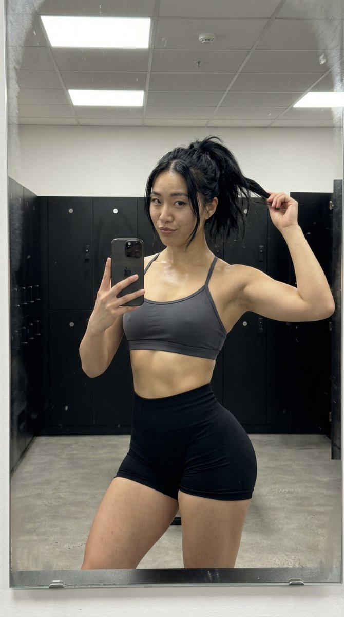 Gym Mirror Selfie with Post-Workout Glow (iPhone Style) 1