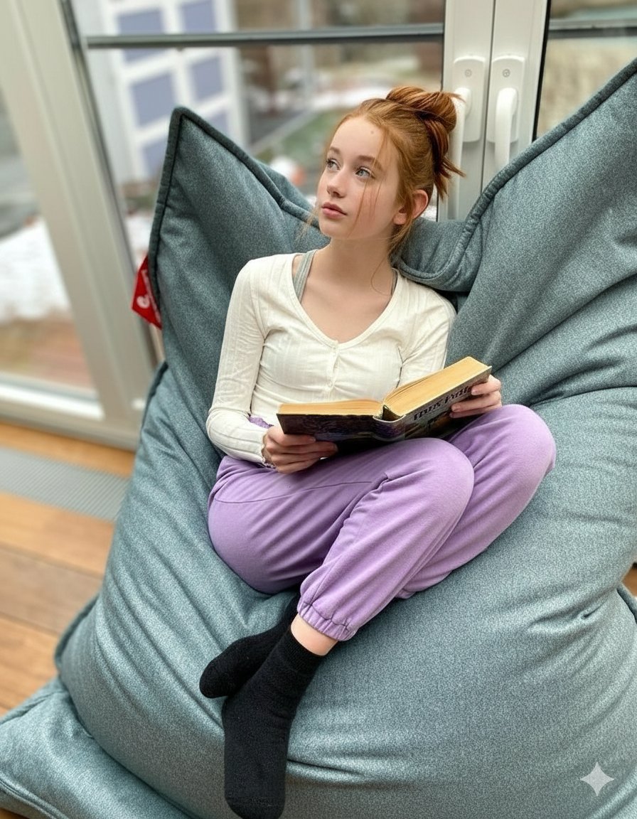 Cozy Teenage Girl Reading Portrait Prompt 1