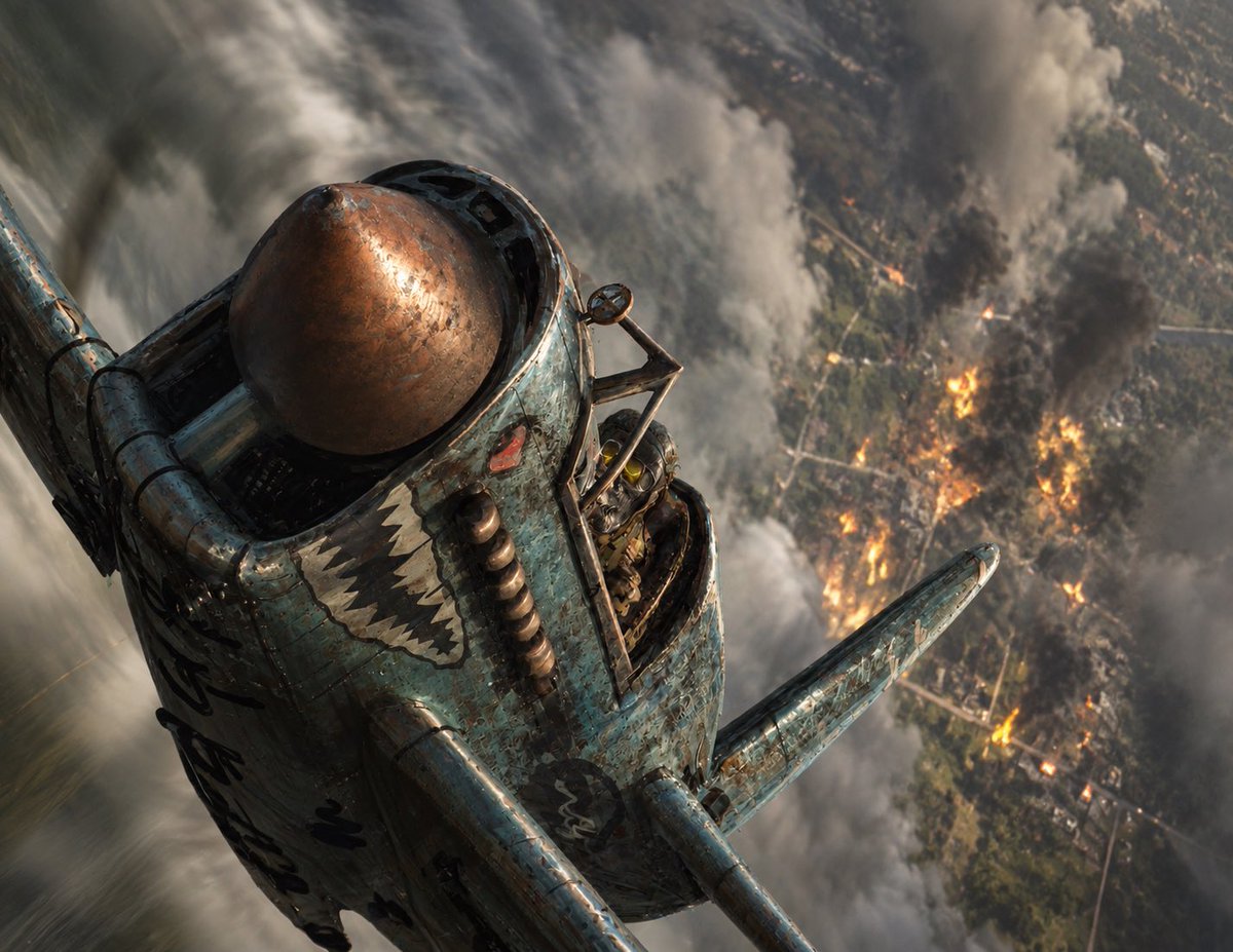 YouTube Thumbnail - Painterly Warplane to Photorealism
