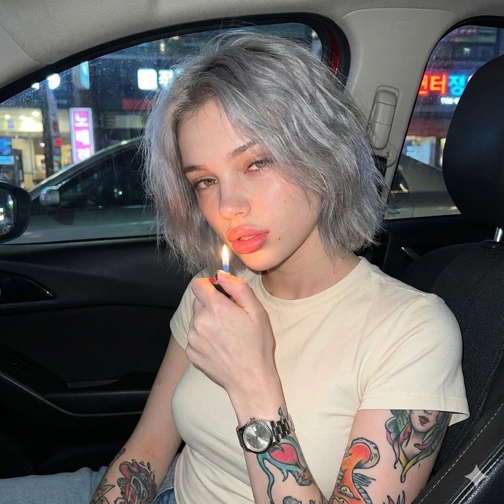 Candid Night Portrait in a Parked Car 1