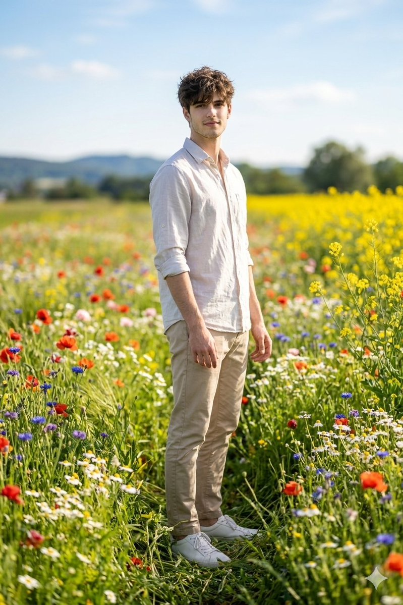 Spring Flower Field Portrait Prompt for Google Gemini Nano Banana Pro 2