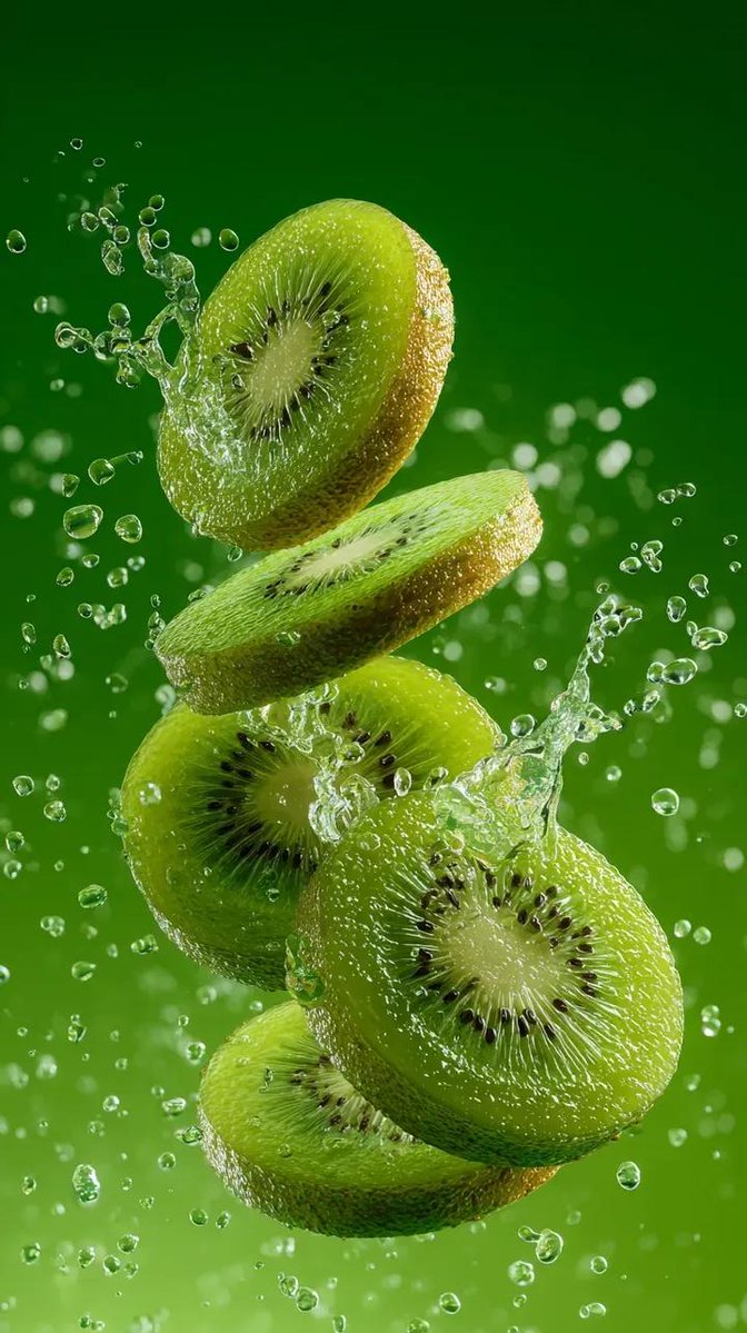 Hyper-Realistic Kiwi Splash Macro Photography Prompt 1
