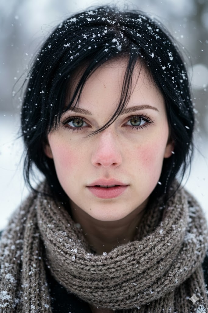 Extreme Close-Up Winter Portrait with Snow 2