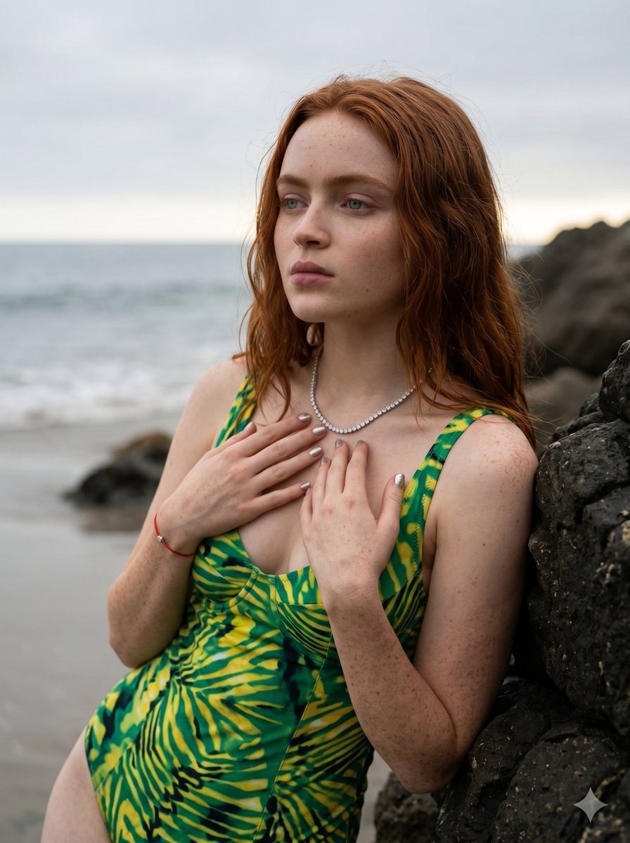 Cinematic Beach Portrait Auburn Hair 2