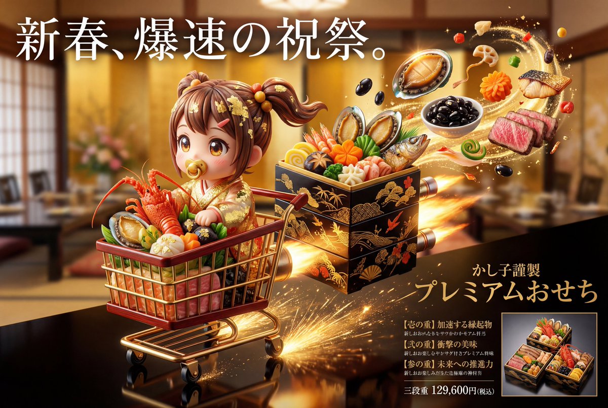Luxury Osechi (New Year's Food) Key Visual Generation Prompt 1