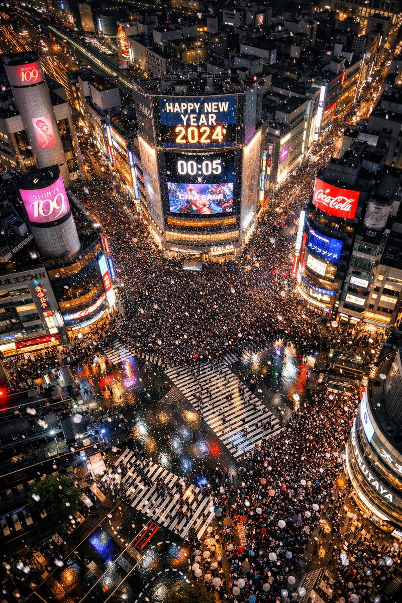 Shibuya Scramble Crossing New Year's Eve Scene 1