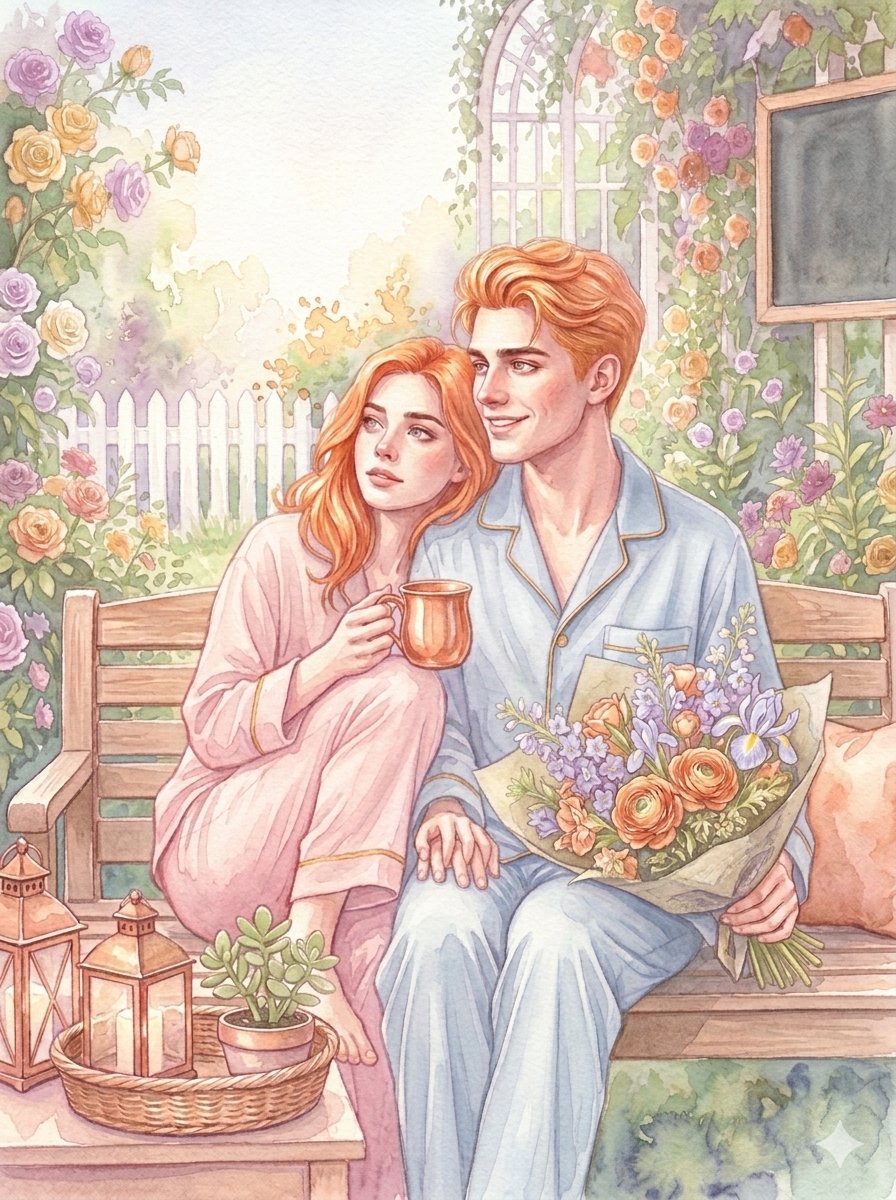 Romantic Garden Watercolor Illustration 1