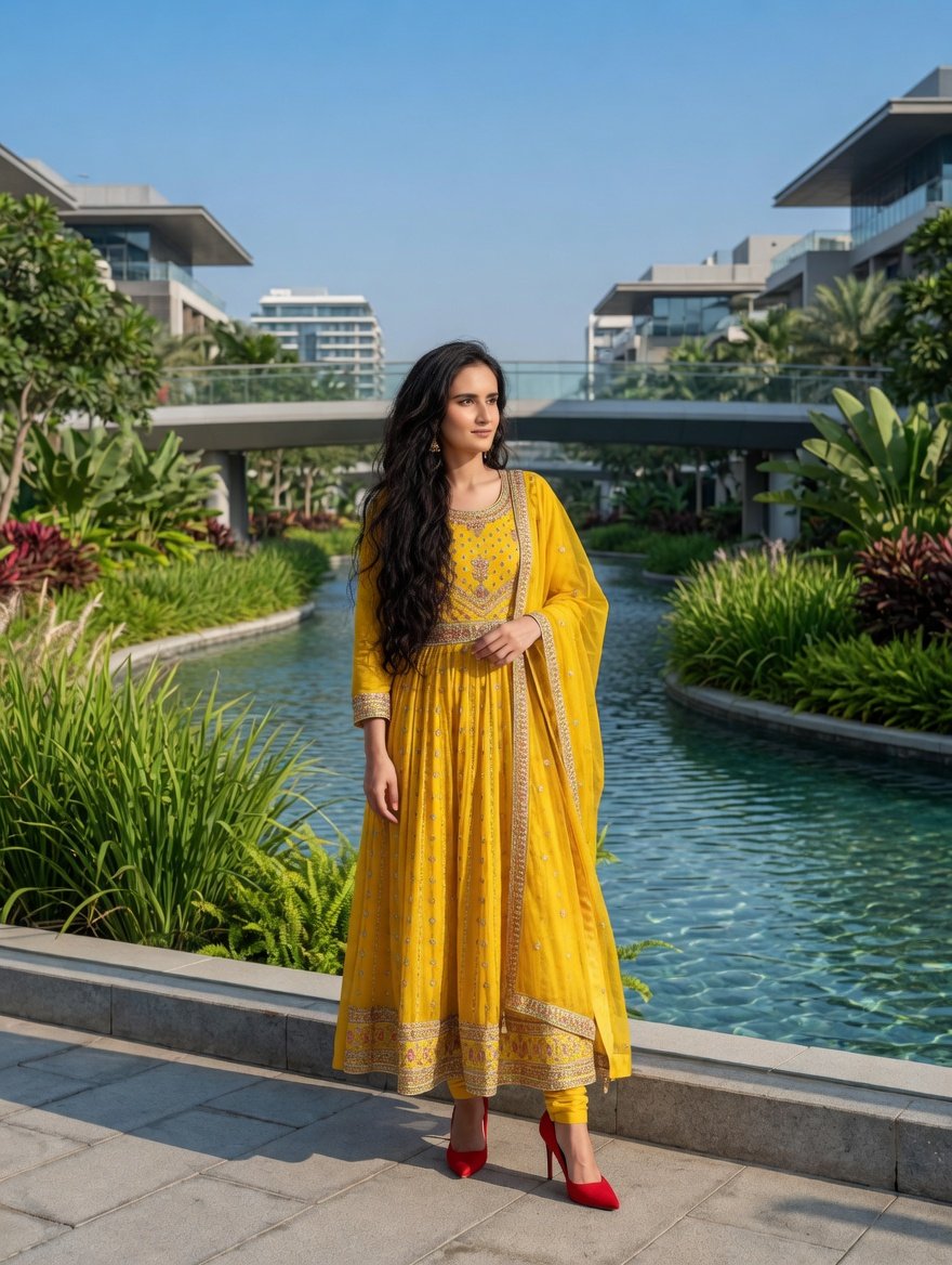 South Asian Woman in Anarkali Dress 1