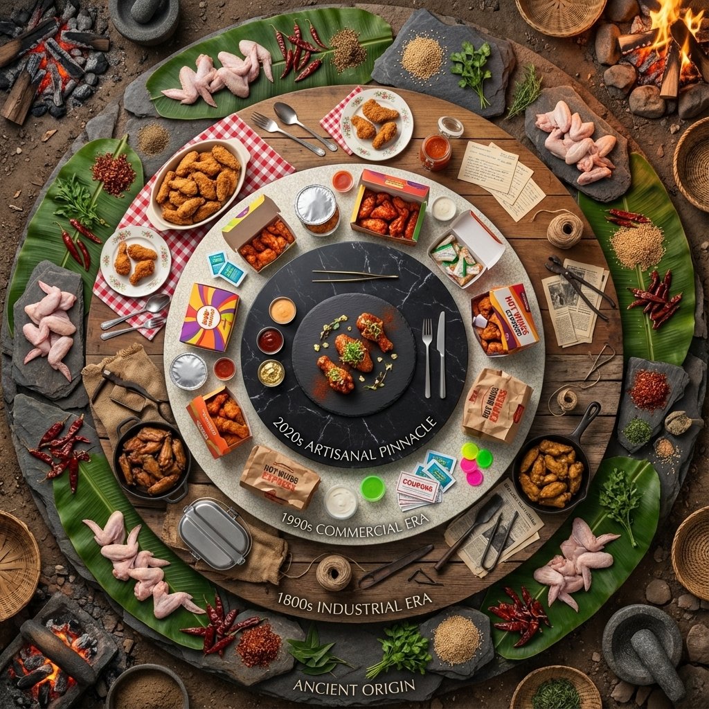 Food History Diorama in Mandala Format (Spicy Chicken Wings) 1