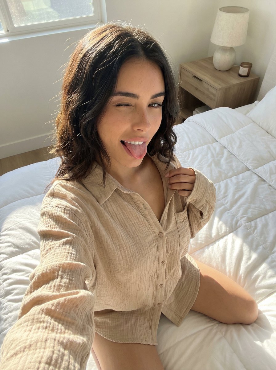 Playful 8K Selfie of Young Woman Winking 2