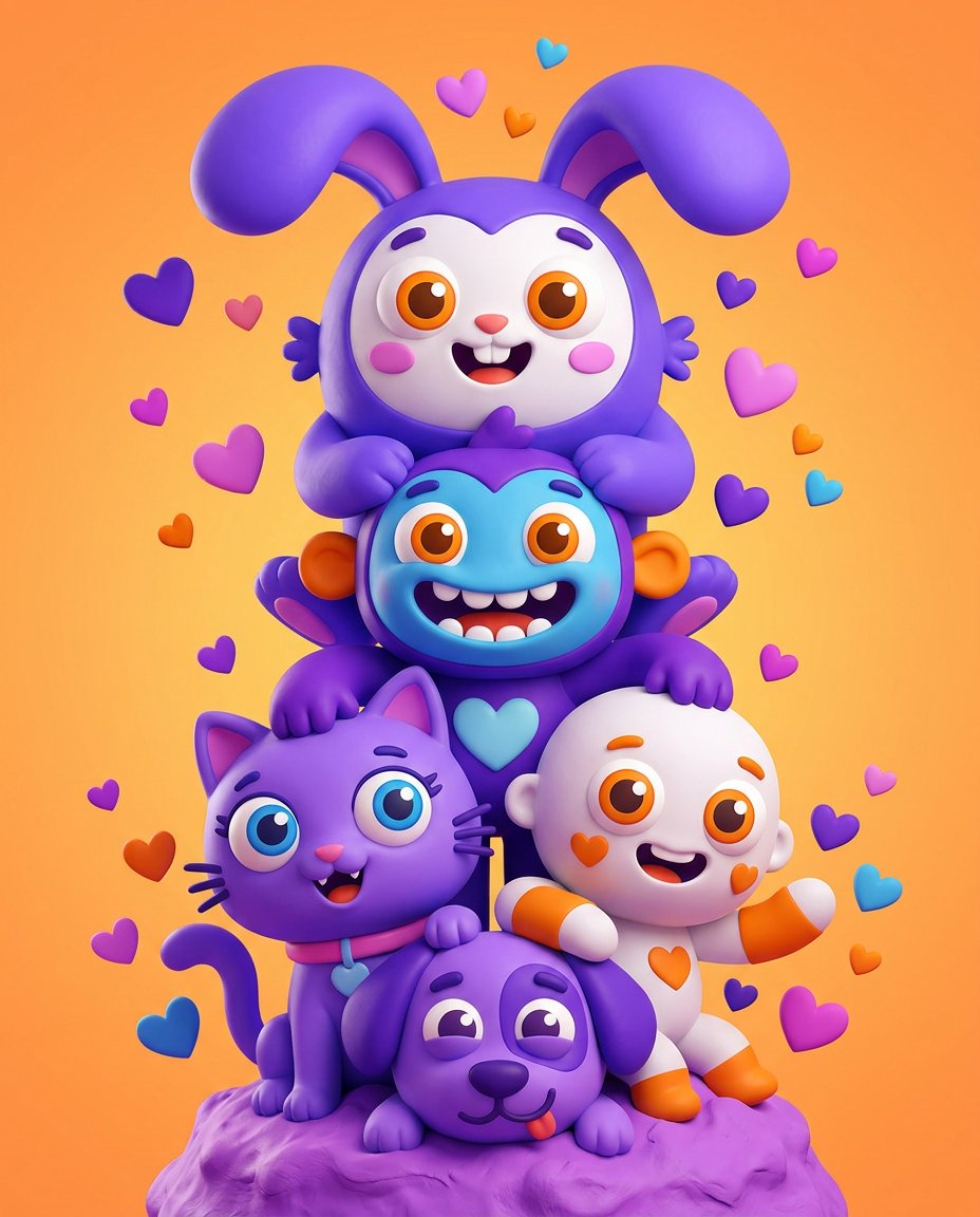 Vibrant 3D Cartoon Characters Stack 1