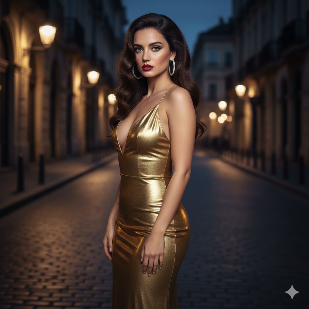 Cinematic Night Portrait in European Street 3