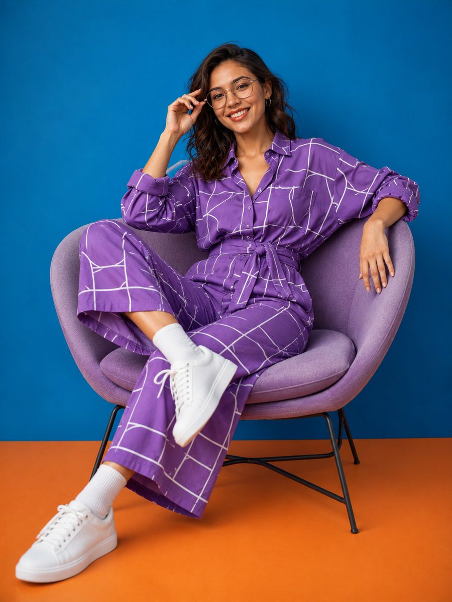 Patterned Orange Jumpsuit Fashion Lifestyle 3