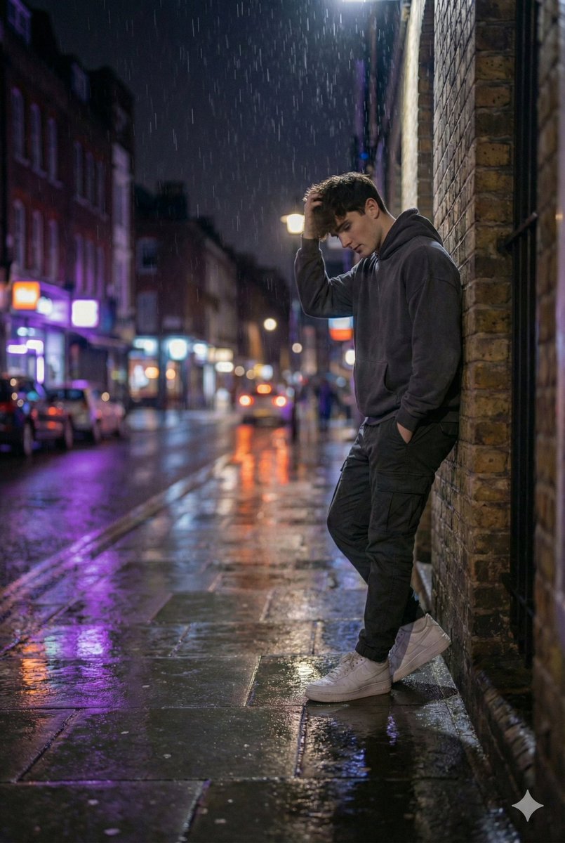 Photorealistic Urban Night Portrait of a British Man 2
