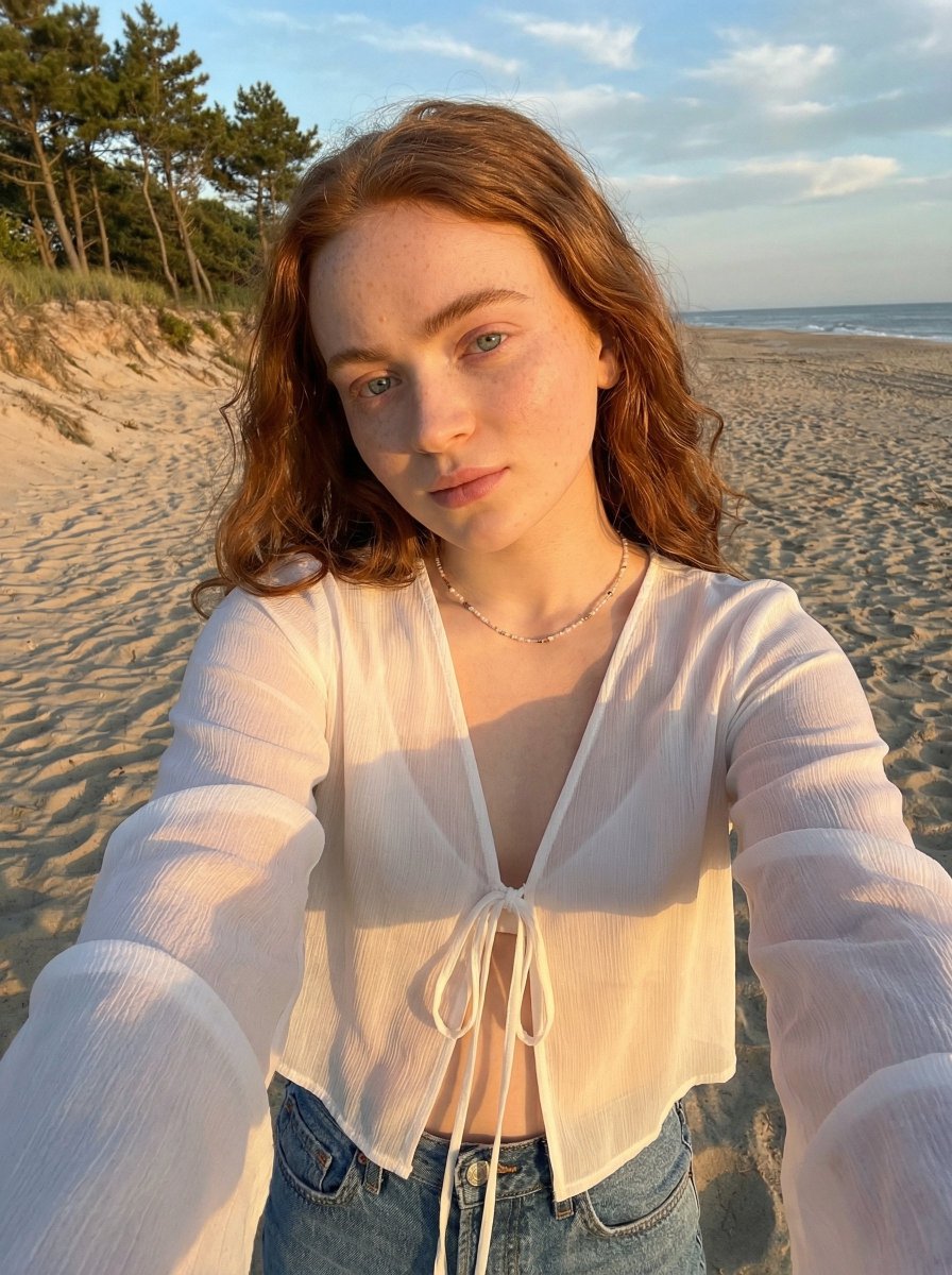 Golden Hour Beach Selfie Prompt 2