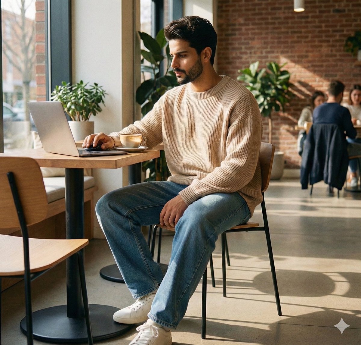 JSON Prompt for Lifestyle Portrait in Coffee Shop 1