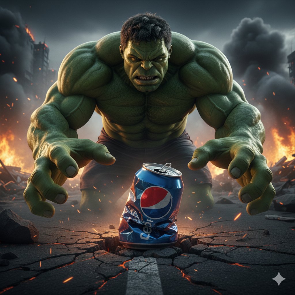 Hulk Crushing Pepsi Can Cinematic Prompt 1