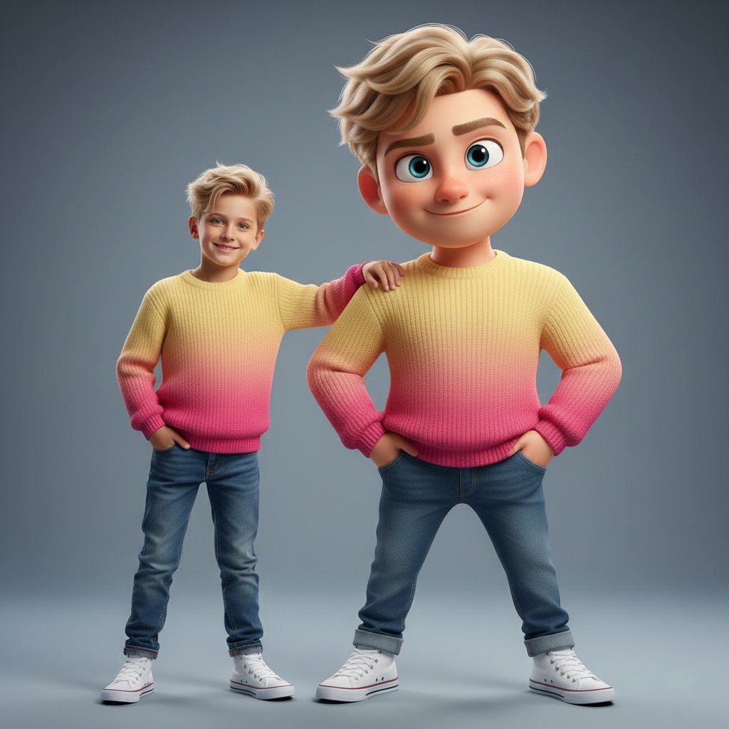 Hyper-Realistic Photo of Person and Pixar Double (Identity Lock) 1
