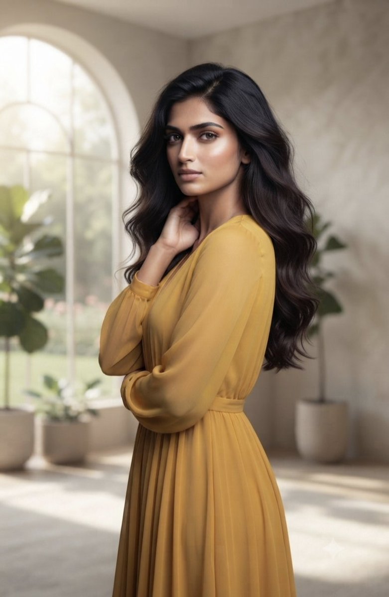 Elegant Woman in Golden Dress 4