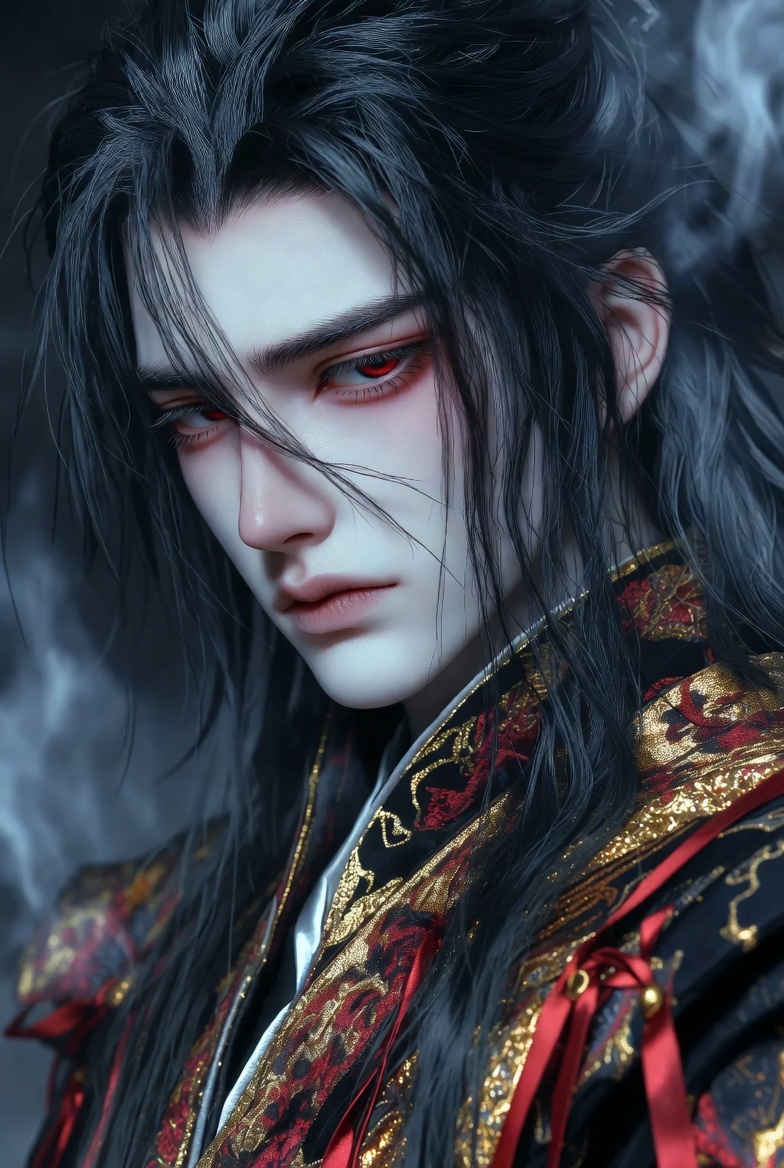 Detailed Cinematic Wuxia Scene Prompt: Dark Raven vs. Azure Frost 1