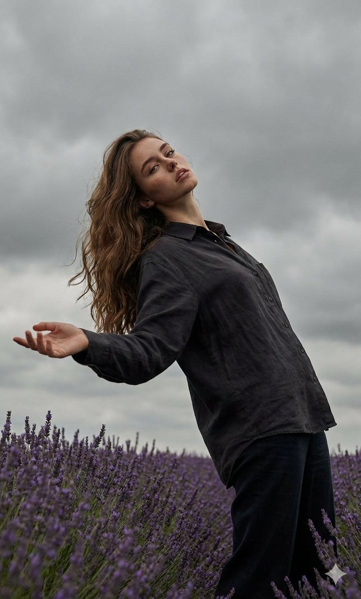 Cinematic Moody Photograph of Man in Flower Field 1
