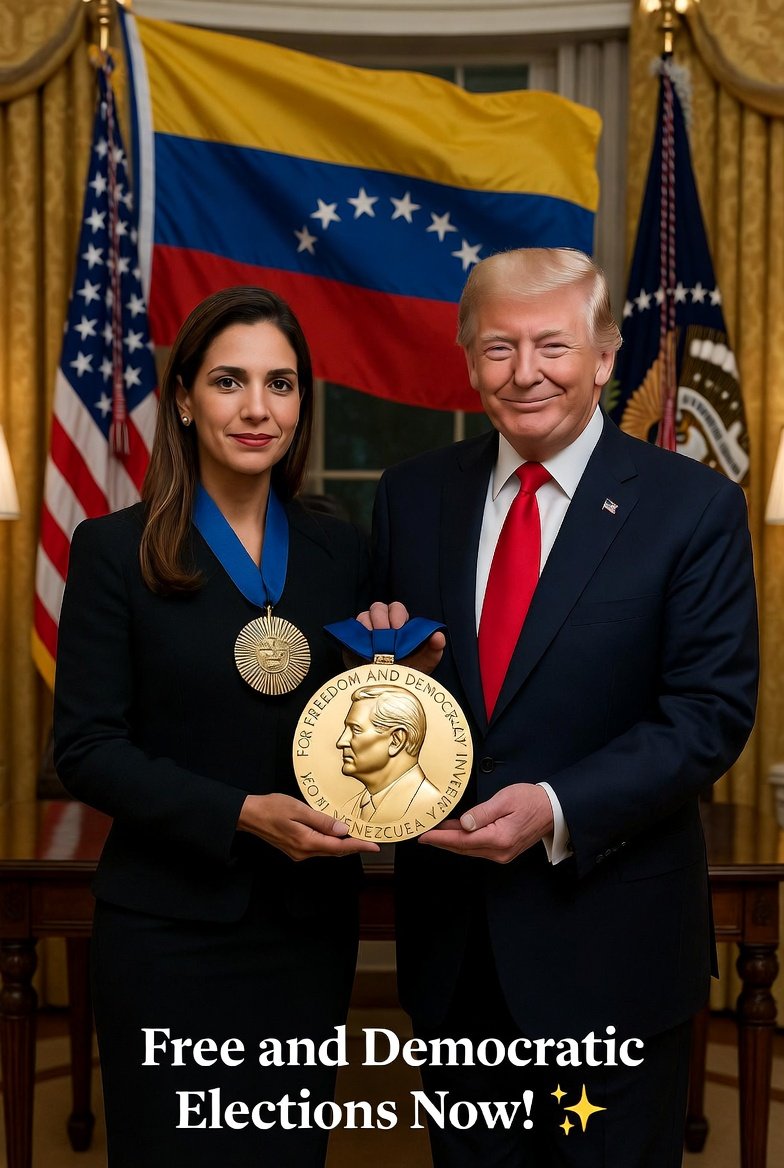 Historic Meeting: Machado and Trump with Nobel Medal 1
