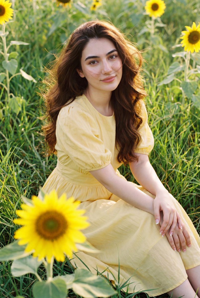 Romantic Sunflower Field Portrait 1