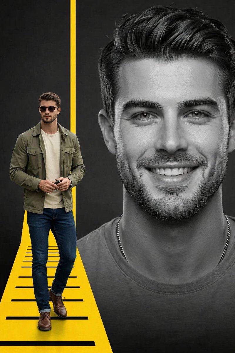 Split Composition Portrait of a Man 1