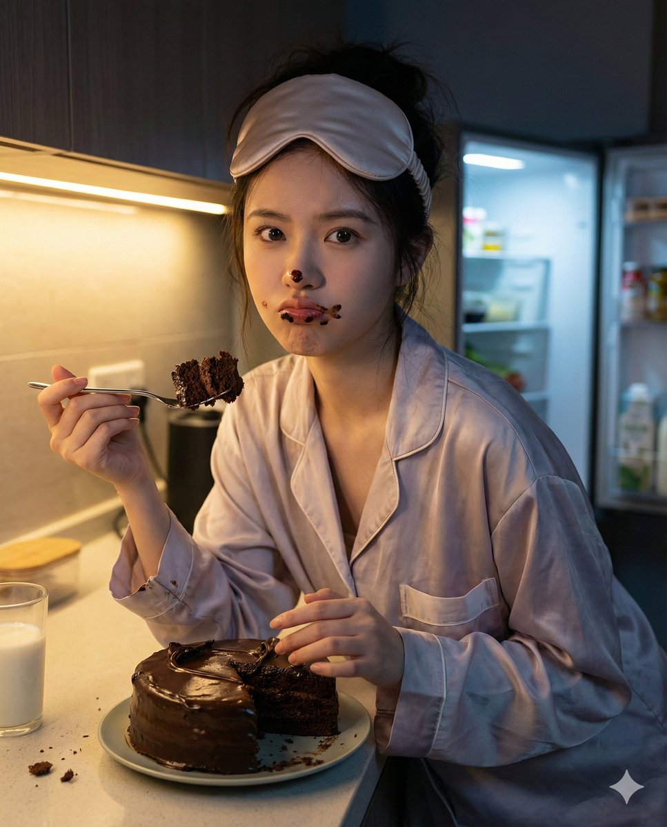 Nano Banana Pro Hyper-Realistic Midnight Snack Portrait Prompt 1