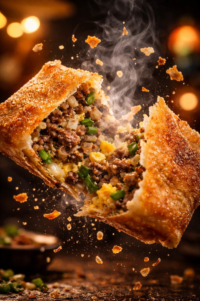 Macro Food Photography of Martabak Telur Prompt 2