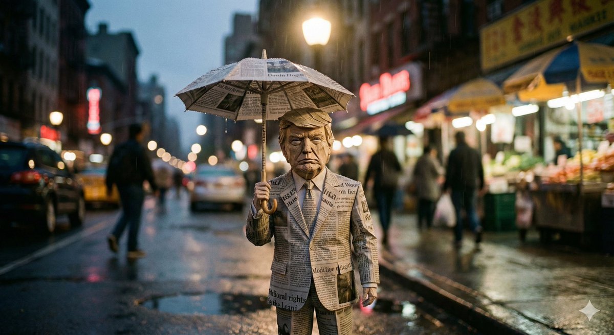 Cinematic Still-Life of Paper Celebrity Figure in Rain 1