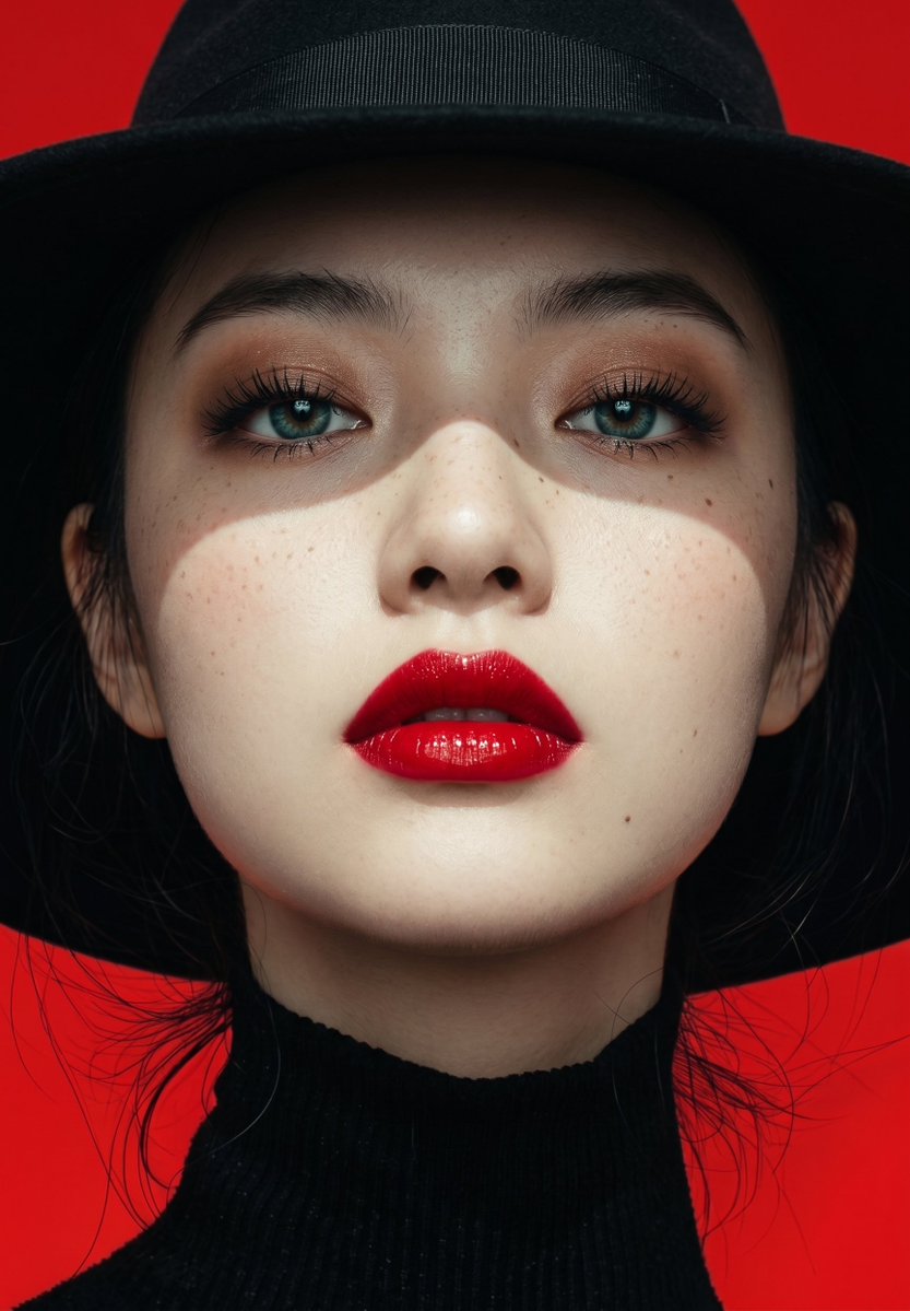 Avant-Garde Chiaroscuro Red Portrait 1