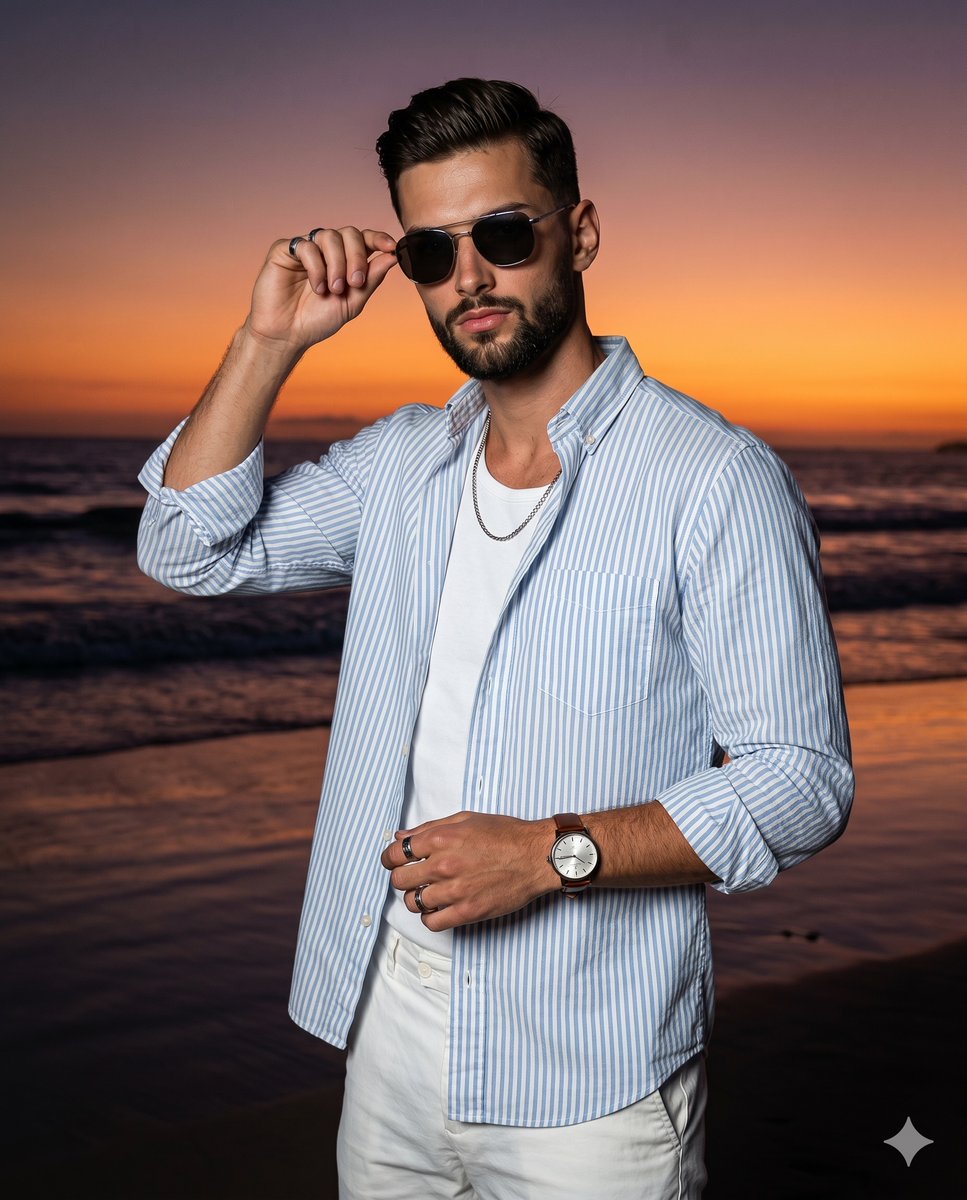 Confident Sunset Beach Portrait 1