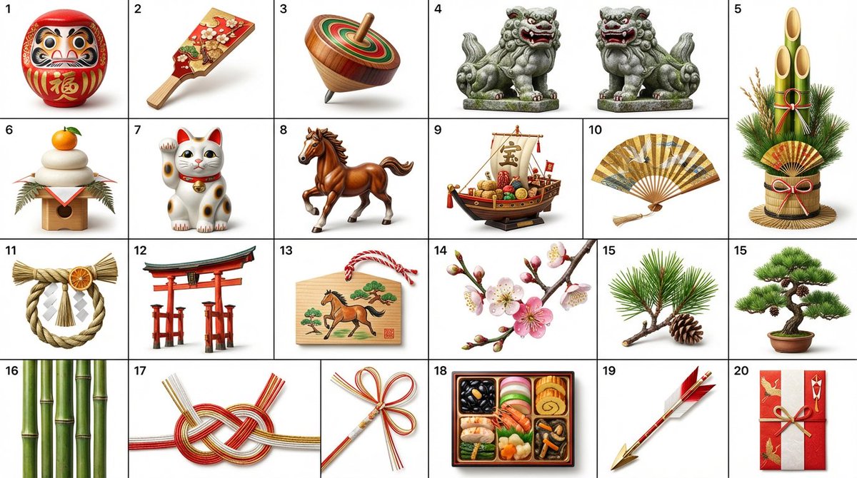 Japanese New Year Kirie-Style Icon Set Generation 1