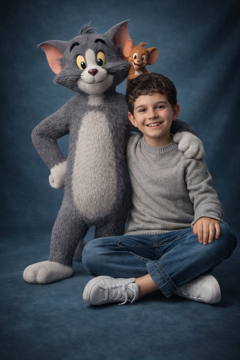 Ultra-Realistic 3D Cinematic Portrait of Boy with Tom and Jerry 2