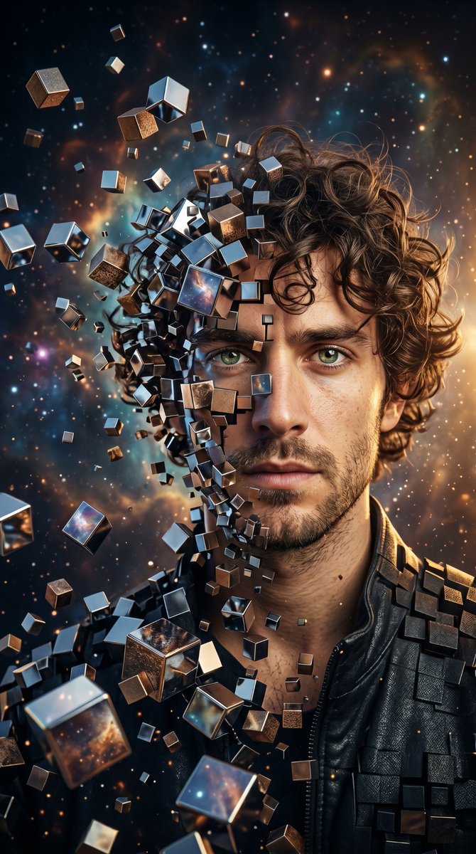Deconstructed Metallic Cube Portrait 2