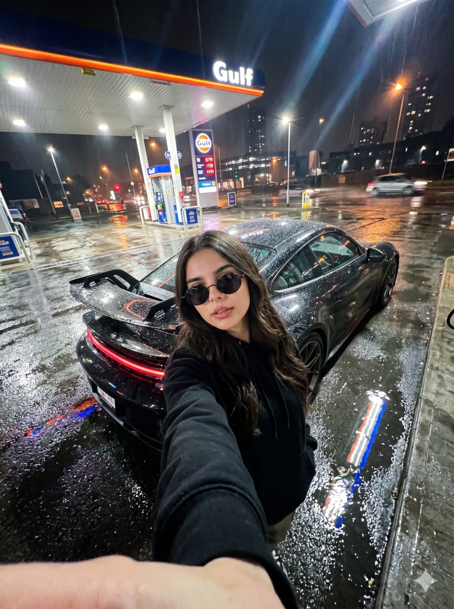 Urban Night Gas Station Portrait 1