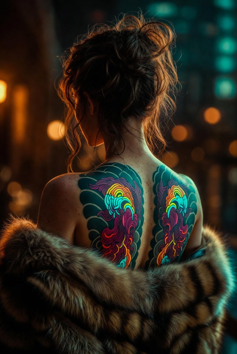 Ultra-Realistic Cinematic Portrait with Neon Tattoo Prompt 2