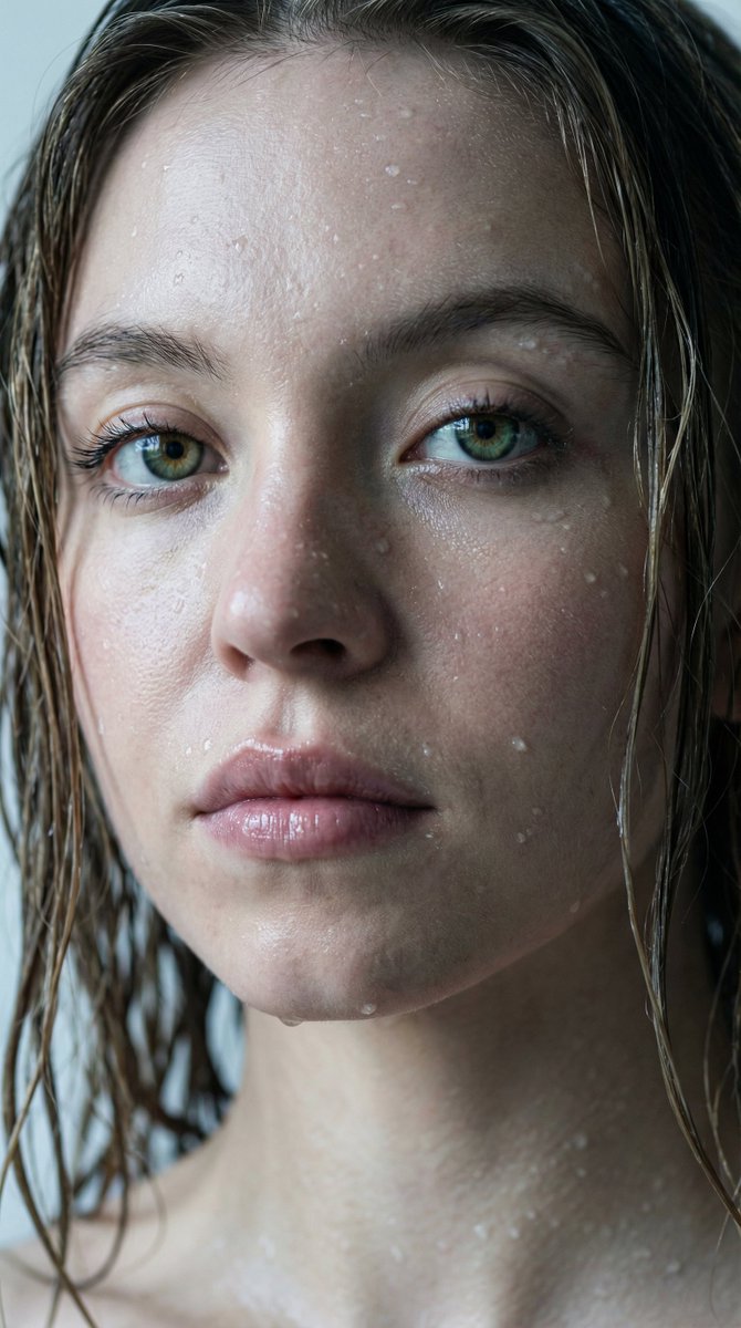 Hyper-Realistic Wet Look Close-Up Portrait 2