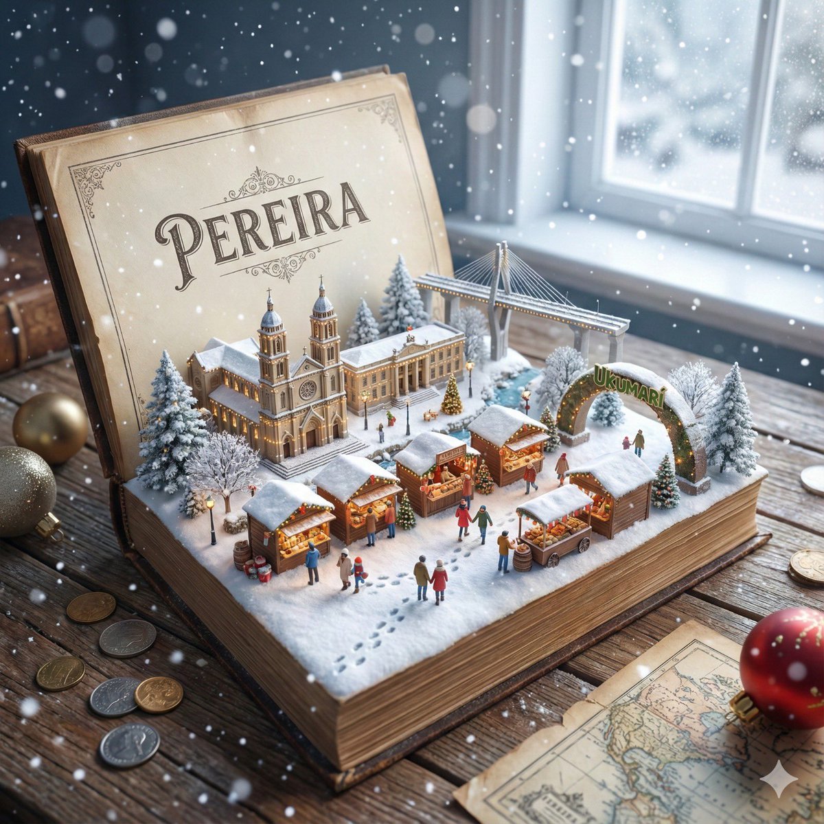 Medieval winter scene in old book set in Pereira, Colombia 1