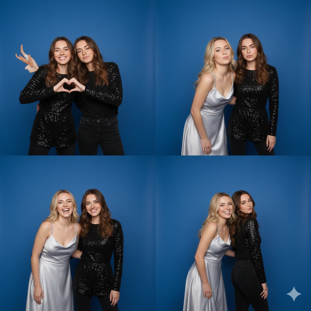 4-Panel Photo Booth Collage of Two Women 1