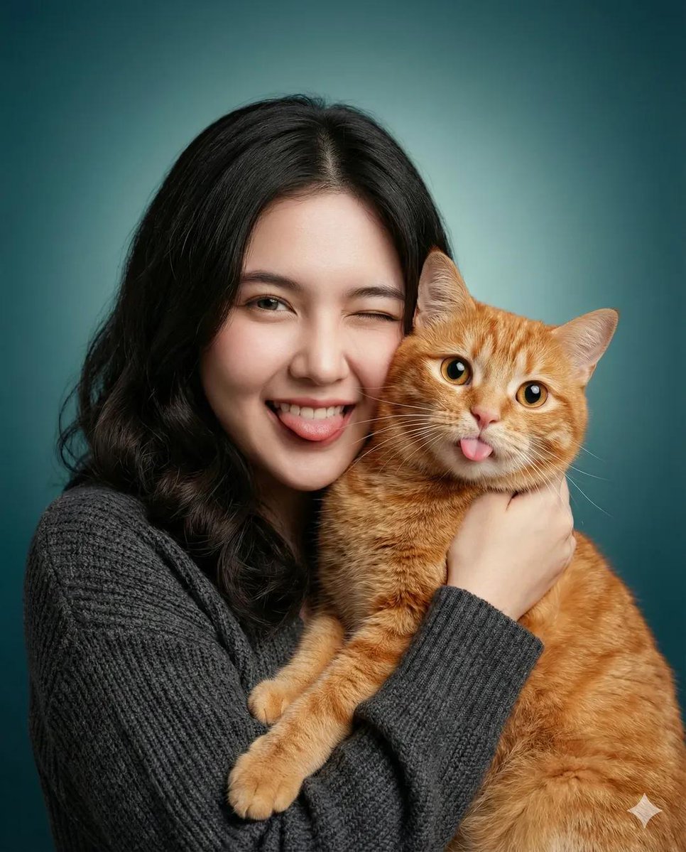 Heartwarming Studio Portrait of Woman and Cat 1
