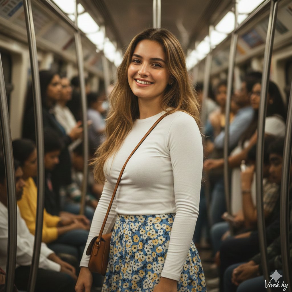 Metro Candid Portrait (Smiling Girl) 1