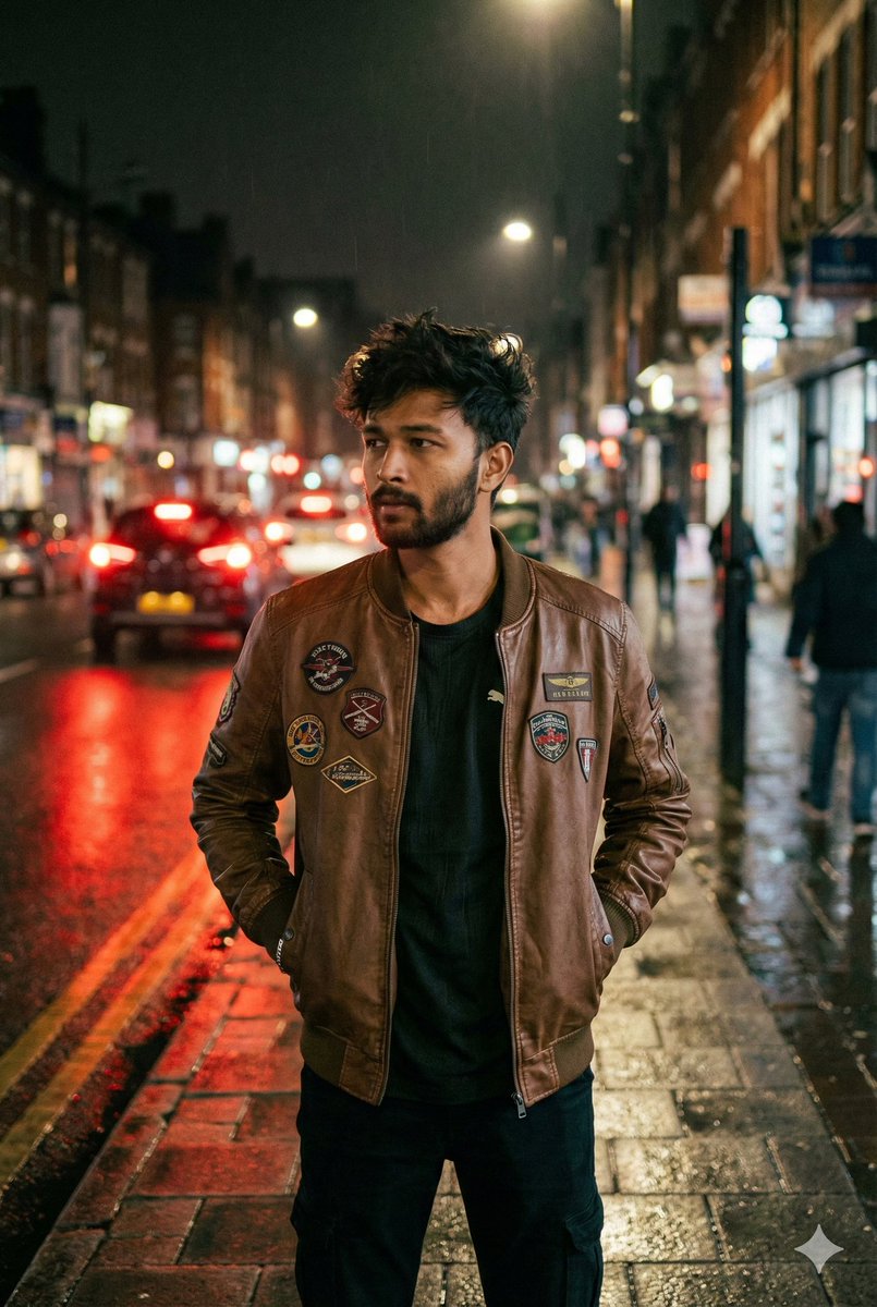 Nighttime Street Portrait with Face Reference 1