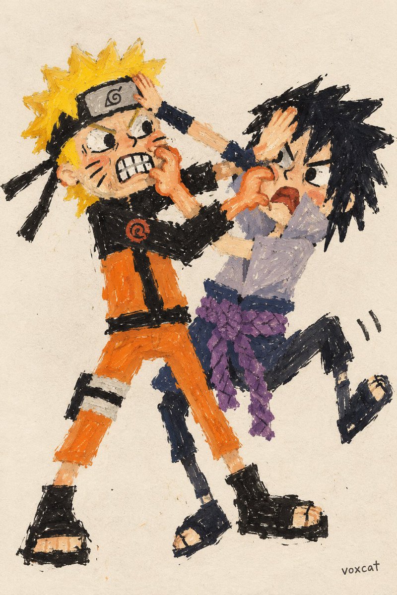 Comic / Storyboard - Neo-Naive Style Character Fight Illustration Prompt 4