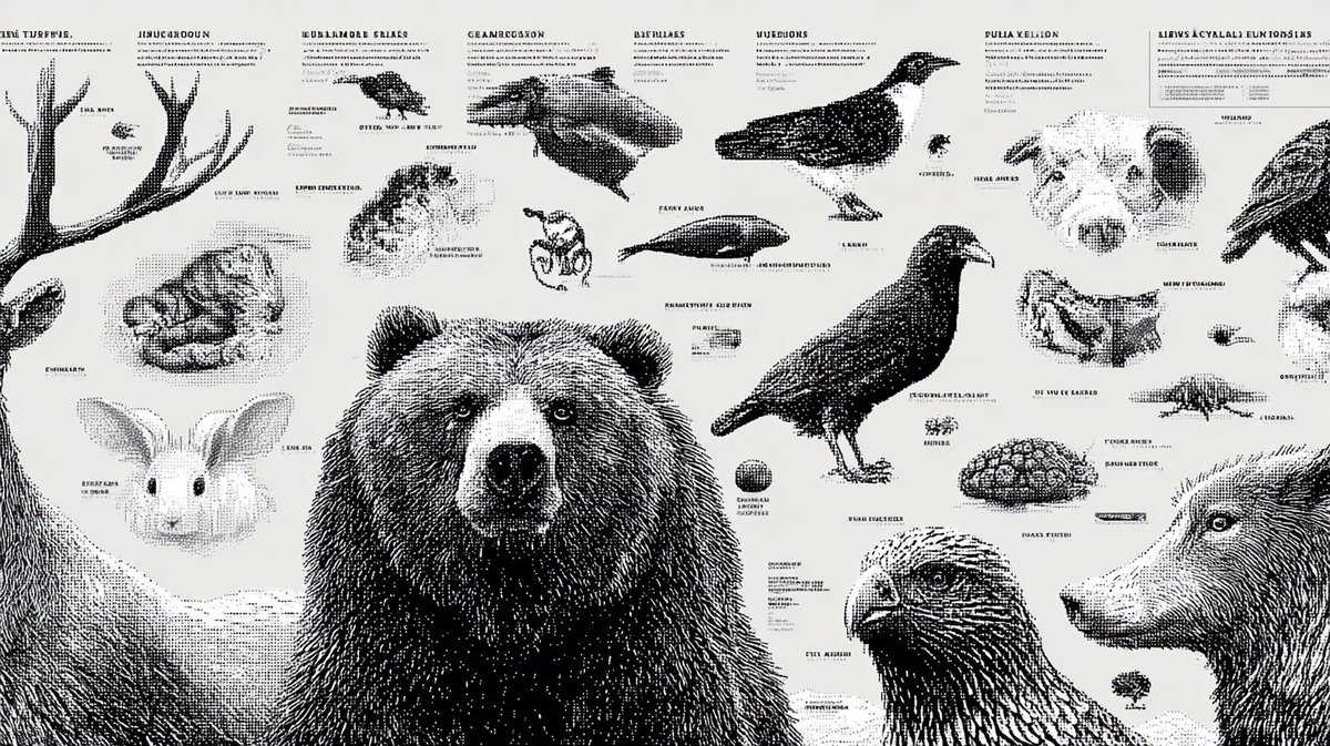 16-bit pixel art poster of black-and-white animals 3