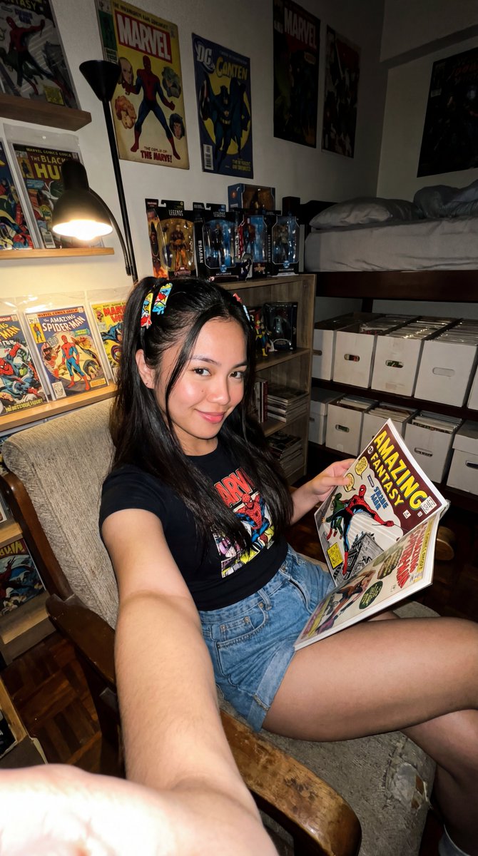 Filipina Comic Geek Selfie in Collector's Room 2