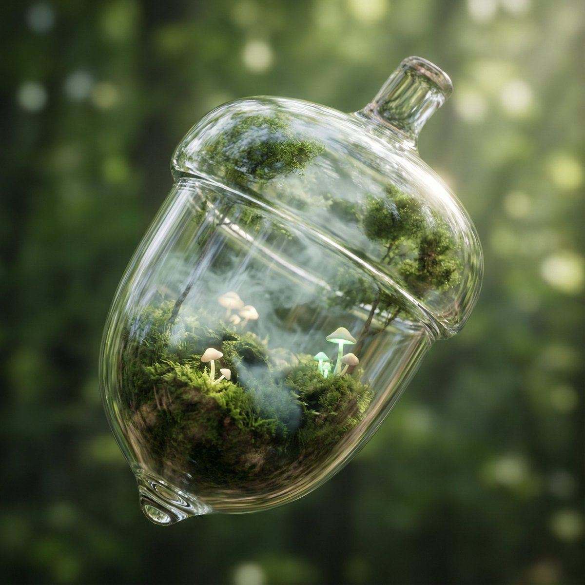 Hyper-Realistic 3D Simulation Prompt: Acorn Capsule Forest 1