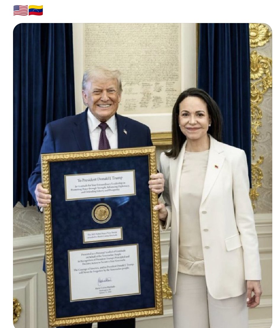 Historic Meeting: Machado and Trump with Nobel Medal 2