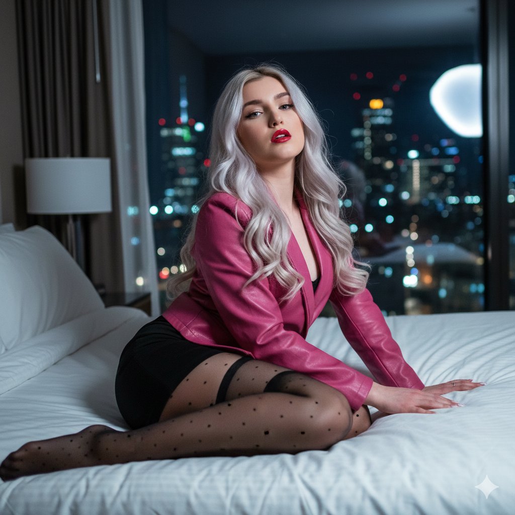 Seductive Night Portrait with City Skyline 1